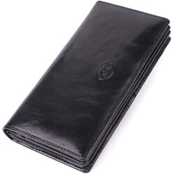 Красивый женский кошелек из глянцевой натуральной кожи 7208921 1902 nero Черный