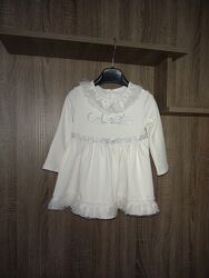 Платье белое нарядное трикотажное для девочки 2-3 лет, рост 98см