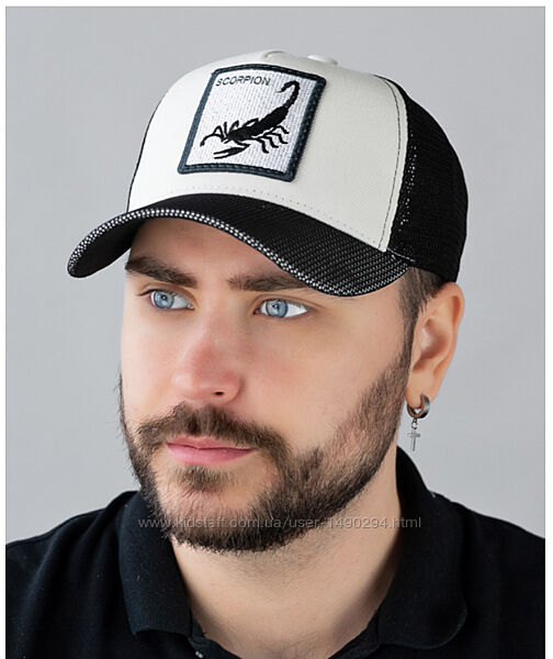 Бейсболка мужская с сеткой вышивкой регулируемый размер 56-59 см