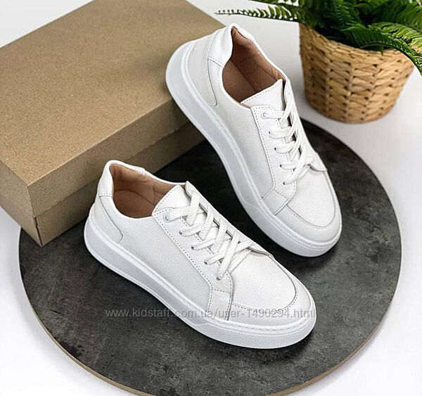 Кроссовки кеды женские кожаные Лаки белые размер 37-40