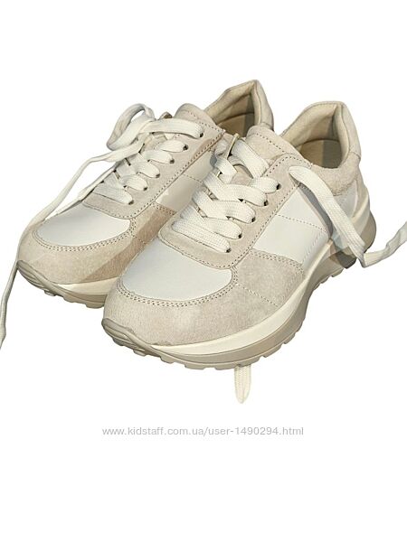 Кроссовки женские белые с замшевыми вставками, натуральная кожа/замш, разме