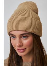 Шапка женская демисезонная с отворотом Орбит песочный