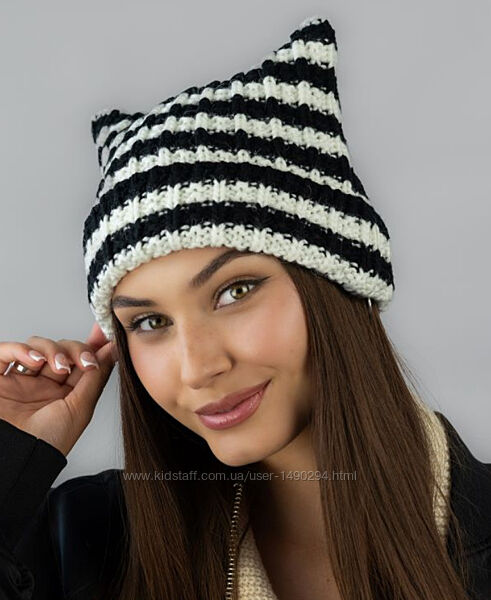 Шапка женская с отворотом Китти размер 56-59