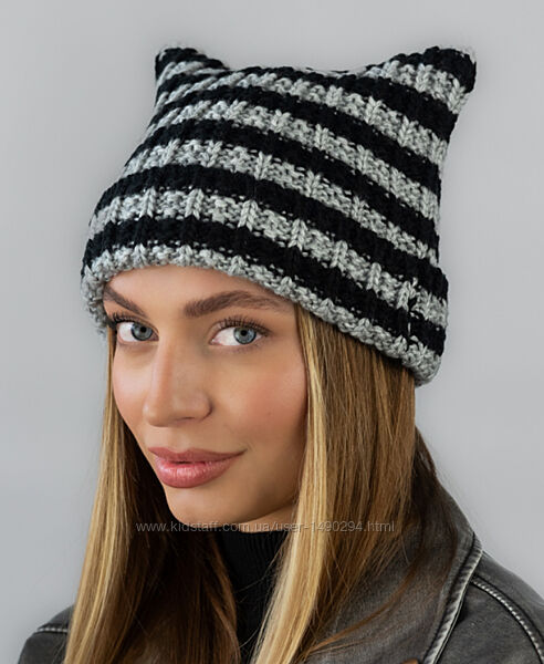 Шапка женская с отворотом Китти размер 56-59