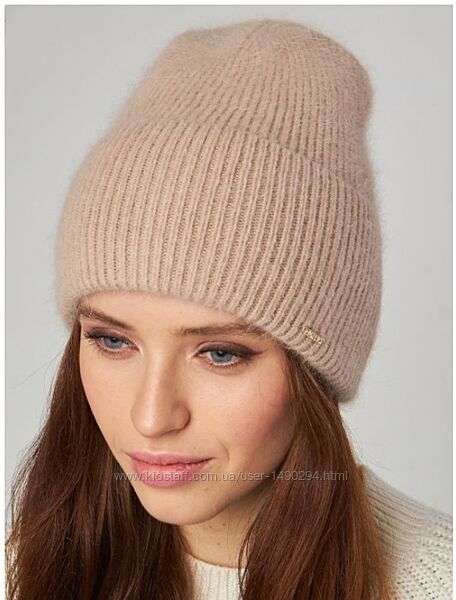 Шапка женская ангоровая зимняя миндаль размер 56-59 см