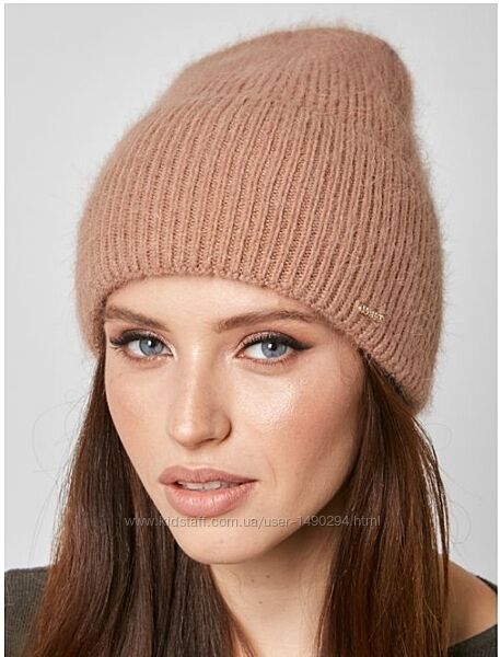 Шапка женская ангоровая зимняя с микрофлисом размер 56-59 см
