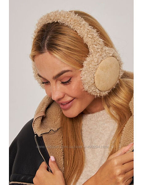 Наушники женские теплые Барашек складные из объемной фактурной ткани