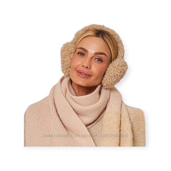 Наушники женские теплые Барашек складные из объемной фактурной ткани