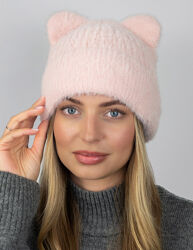 Шапка женская Коди светлая пудра с ушками размер 56-59