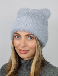 Шапка женская Коди серый с ушками размер 56-59