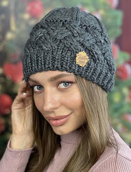Шапка женская теплая на флисе темно-серый Дюран