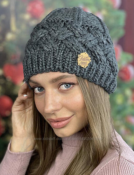 Шапка женская теплая на флисе темно-серый Дюран