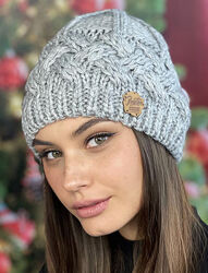 Шапка женская теплая на флисе светло-серый Дюран
