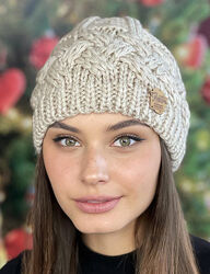 Шапка женская теплая на флисе светлый кофе Дюран