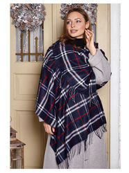 Кашемировый палантин женский темно-синий