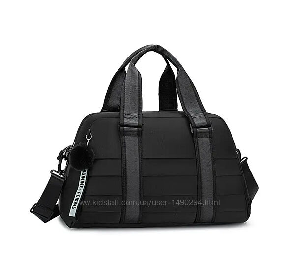 Сумка спортивная женская черная с отделением для обуви 25 л