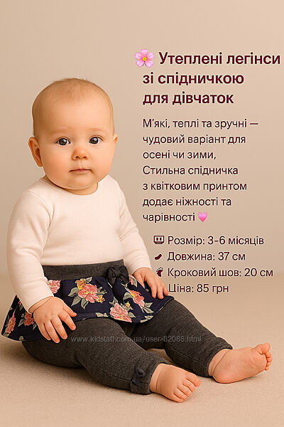 Утеплені легінси з спідничкою для дівчаток 3-6 міс