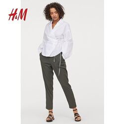 Новые брюки всех размеров штаны с высокой талией цвета хаки от H&M