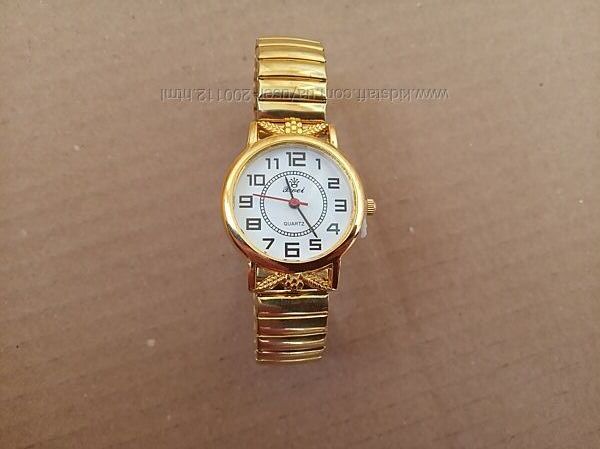 Золотистий кварцевий годнник на резинці Xwei