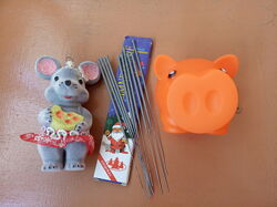 Бенгальські вогники, іграшка на ялинку та скарбничка одним лотом.