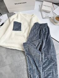 Тепла піжама, махра махра фактурна , вільний крій, 3 кольори