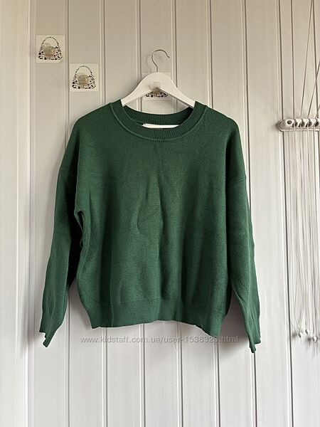 Светр джемпер зелений вільний крой