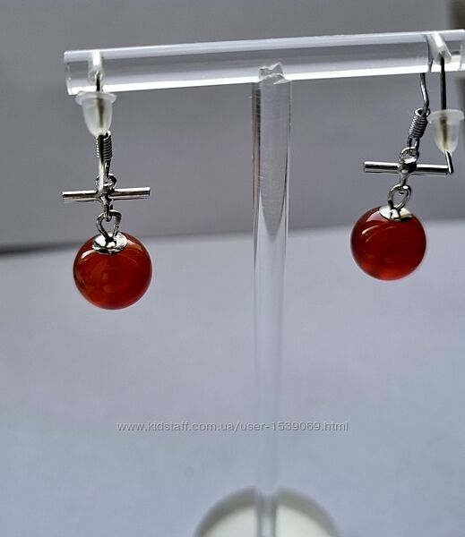 Сережки   Silver star з сердоліком 