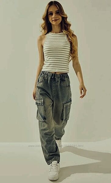 Джинси карго Wide Leg з ефектом бруду на зріст 162-163 см