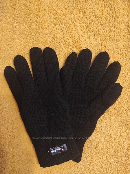 Новые теплые трикотажные перчатки на флисе Thinsulate p. M, L, XL Англия