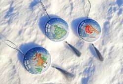 Вишиті ялинкові прикраси хенд мейд