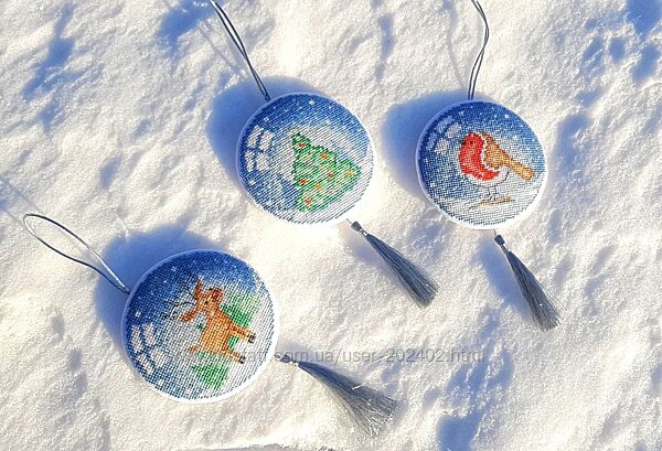 Вишиті ялинкові прикраси хенд мейд