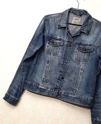 Куртка джинсова котонова синя жіноча джинсовка середня довжина бренд denim 