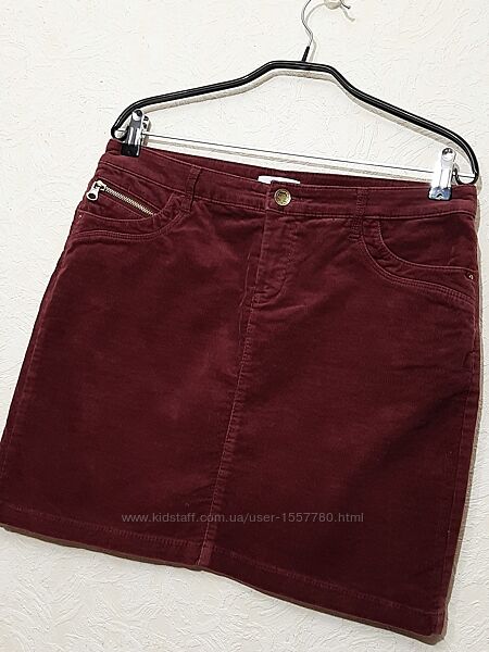 Спідниця вельветова бордова жіноча міні пряма демі зима бренд Yessica юбка