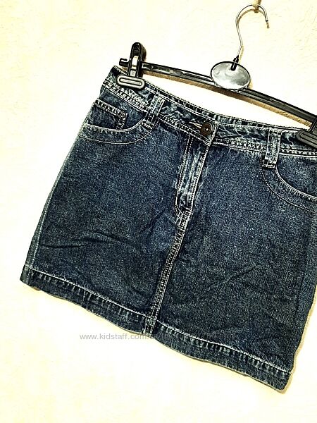 Спідниця джинсова жіноча синя котон міні коротка р46 48 юбка джинсовая