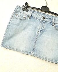 Спідниця джинсова жіноча з кишенями блакитна міні коротка юбка vila clothes