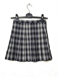 Спідниця у склади коротка жіноча в клітинку синя/бежева/коричнева р42 44