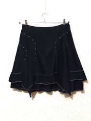 Красива спідниця чорна міні розширена оборки жіноча розмір 46/48