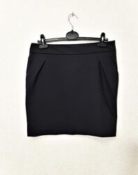 Спідниця жіноча коротка темно-сіра склади кишені зі стрейчем пряма р44 46