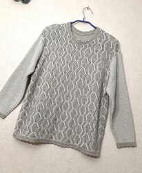 Светр жіночий сірий з білим меланж в´язаний ажурний теплий демі-зима р52 54