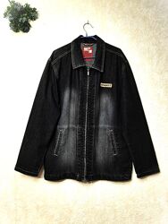 Джинсівка куртка джинсова подовжена чоловіча чорна/black застібка-блискавка