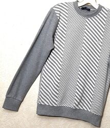 Джемпер сірий в білу смужку светр чоловічий теплий демі/зима лонгслив