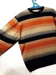 Светр джемпер чоловічий в смужку чорна/бежева/теракот демі зима р50 XL