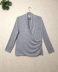 Кофта на запах сіра меланж жіноча тепла м&acuteяка в&acuteязана трикотажна демі/зима 