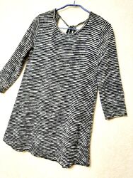 Светр кофта туніка тепла подовжена жіноча в смужку синя бежева чорна