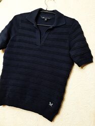 Кофта синя тепла жіноча з коміром короткі рукави демі зима джемпер в&acuteязаний