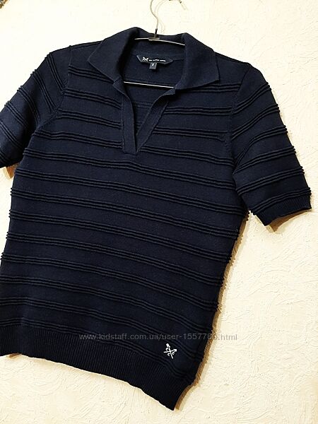 Кофта синя тепла жіноча з коміром короткі рукави демі зима джемпер в´язаний