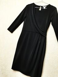 Нарядна сукня чорна жіноча з драпіруванням спереду на підкладці 