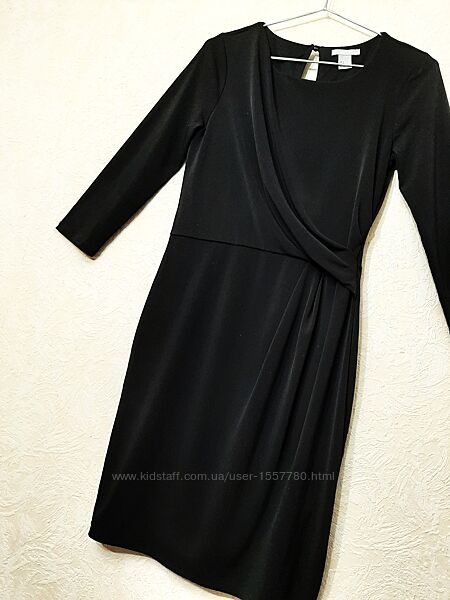 Нарядна сукня чорна жіноча з драпіруванням спереду на підкладці 