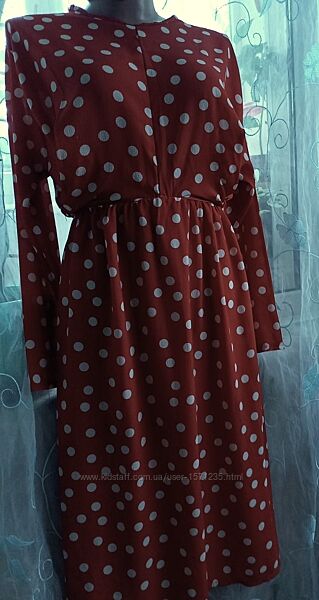 Сукня теракотового кольору в горох  Boohoo.