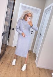 Твоя ідеальна сукня міді на осінь з перлами  ніжна ангора-альпака